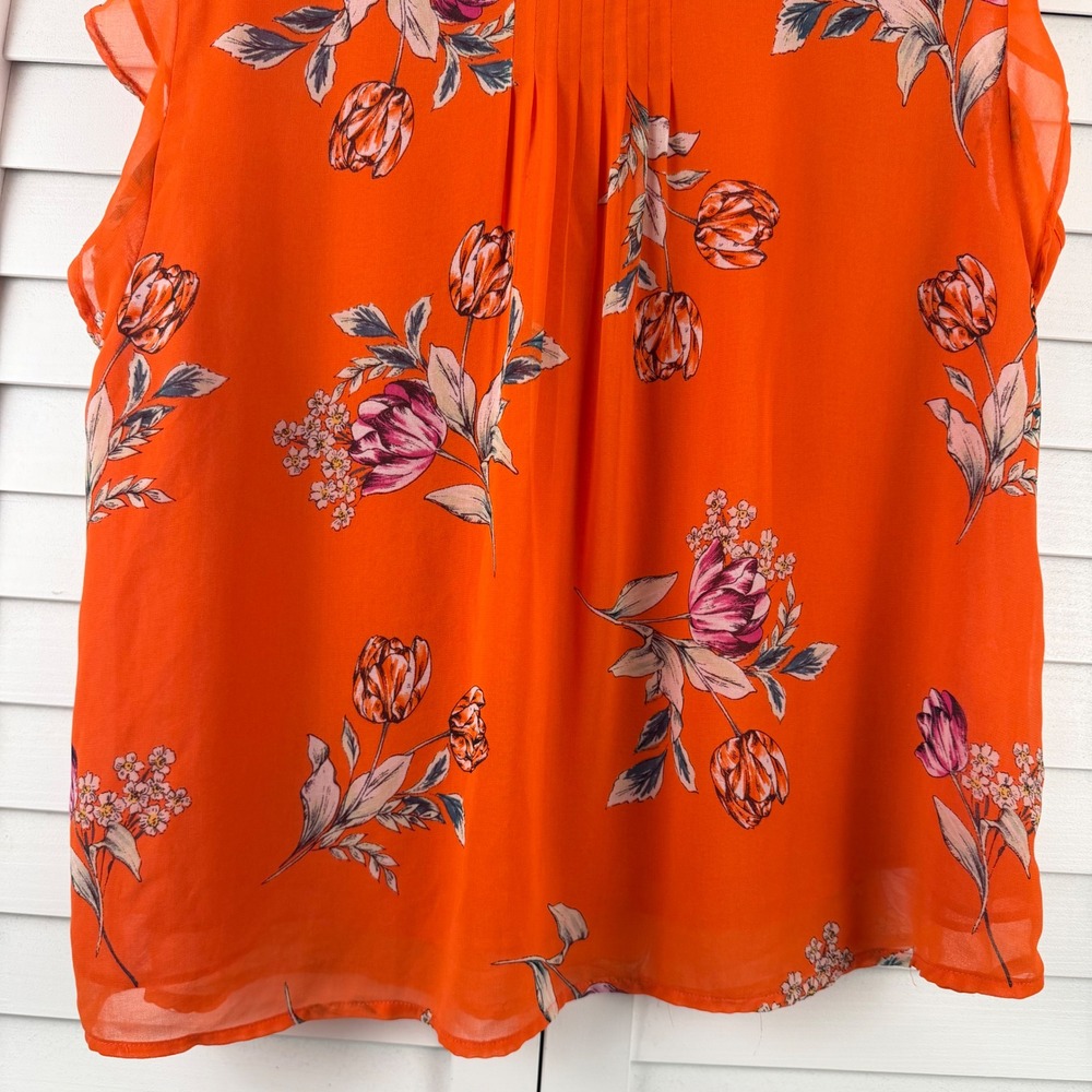 Daniel Rainn Floral Flutter Sleeve Blouse Women XXL Orange NEW - Picture 10 of 15